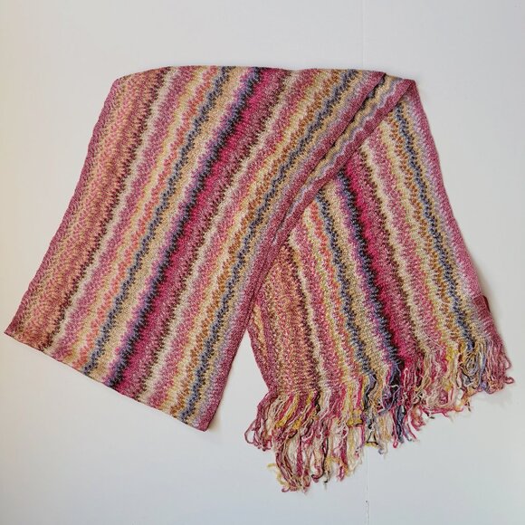 Missoni Accessories - Missoni Zigzag Fringed Scarf Multicolor Made in Italy 88”